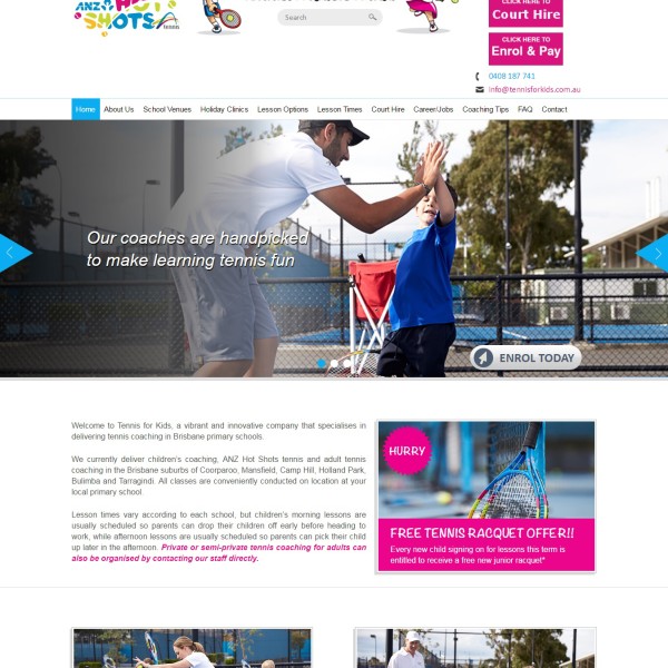 Professional Website for Tennis For Kids Australia